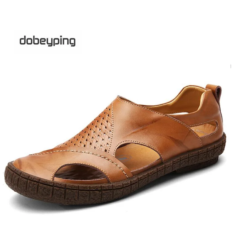 Новый Летний Натуральная Кожа Коровьей Скольжения На Сандалии Для Мужчин мода