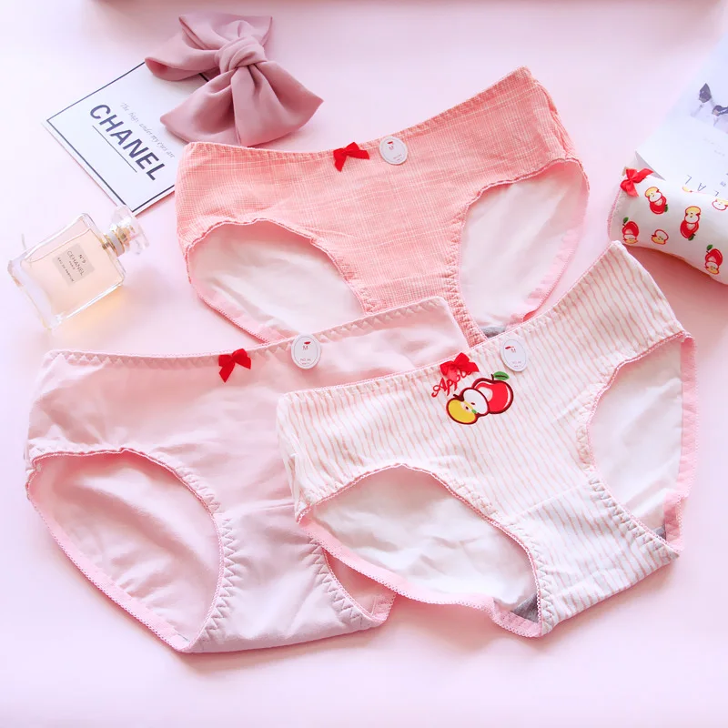 ZAVACE новое нижнее белье из хлопка женские большие размеры apple принт мультфильм