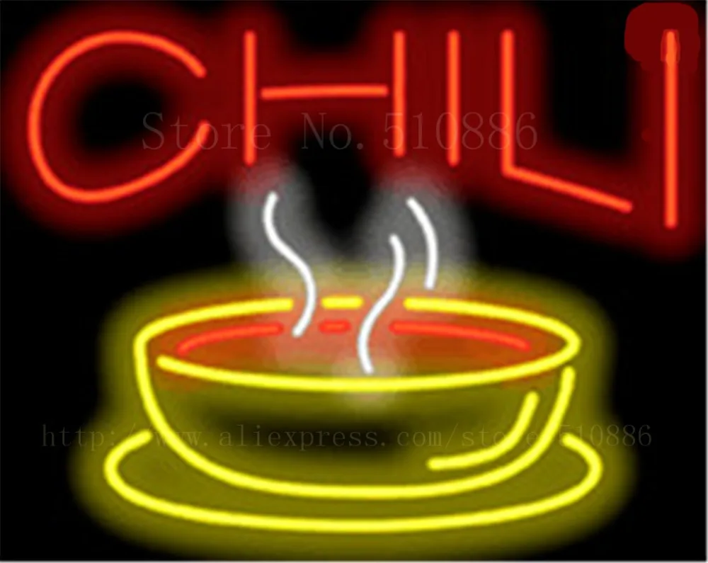 Chili неоновая вывеска Настоящая стеклянная трубка пивная паба ресторанная