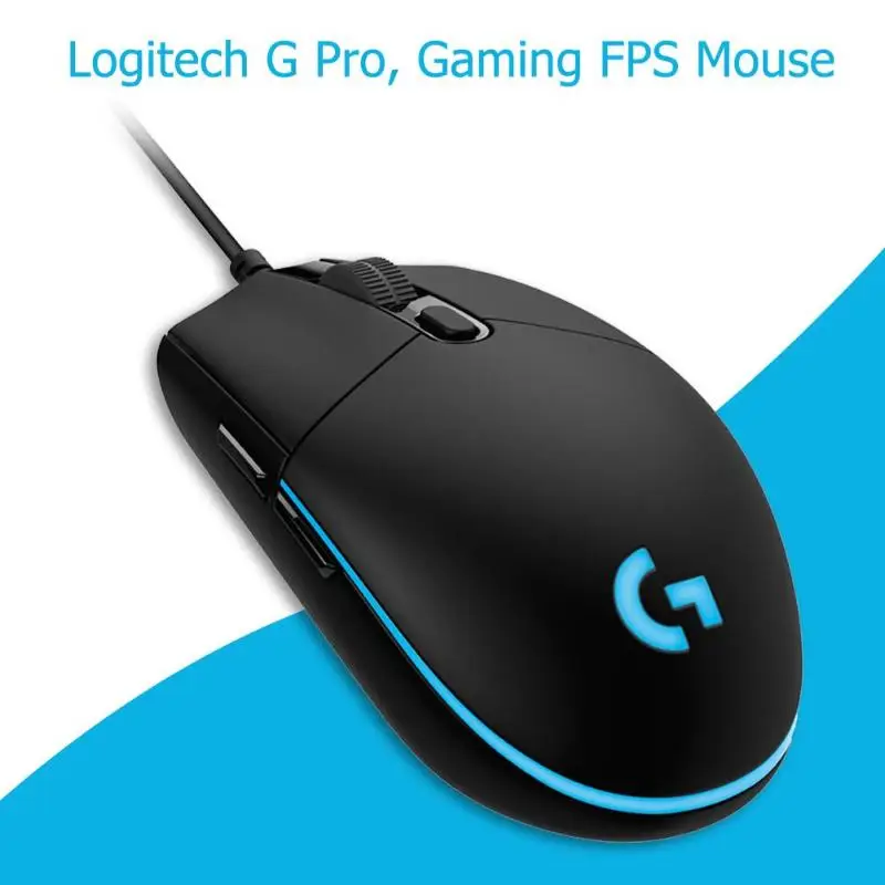 Игровая мышь logitech G Pro FPS 12000 dpi, RGB подсветка, 6 программируемых кнопок макросъемки, проводная мышь для конкурентной игры