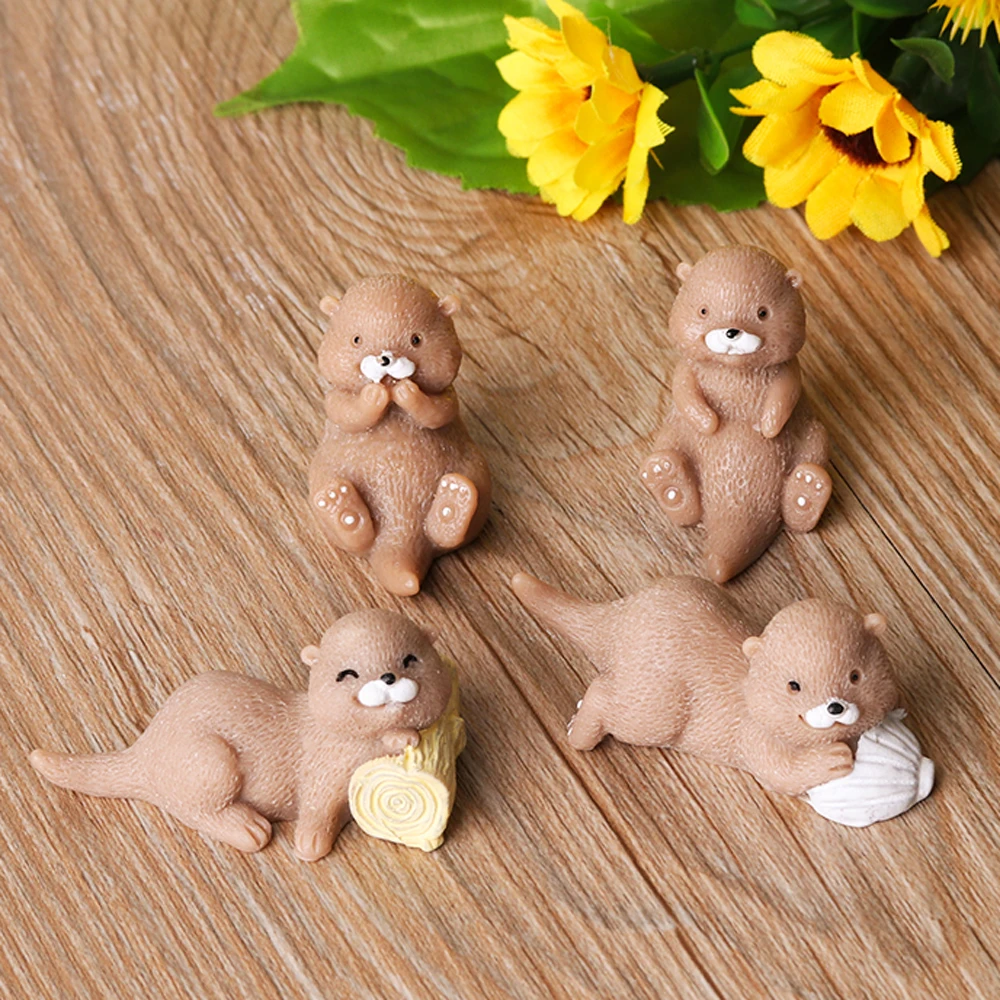 4 шт. милые фигурки Otters DIY волшебный сад кукольный дом орнамент в стиле бонсай