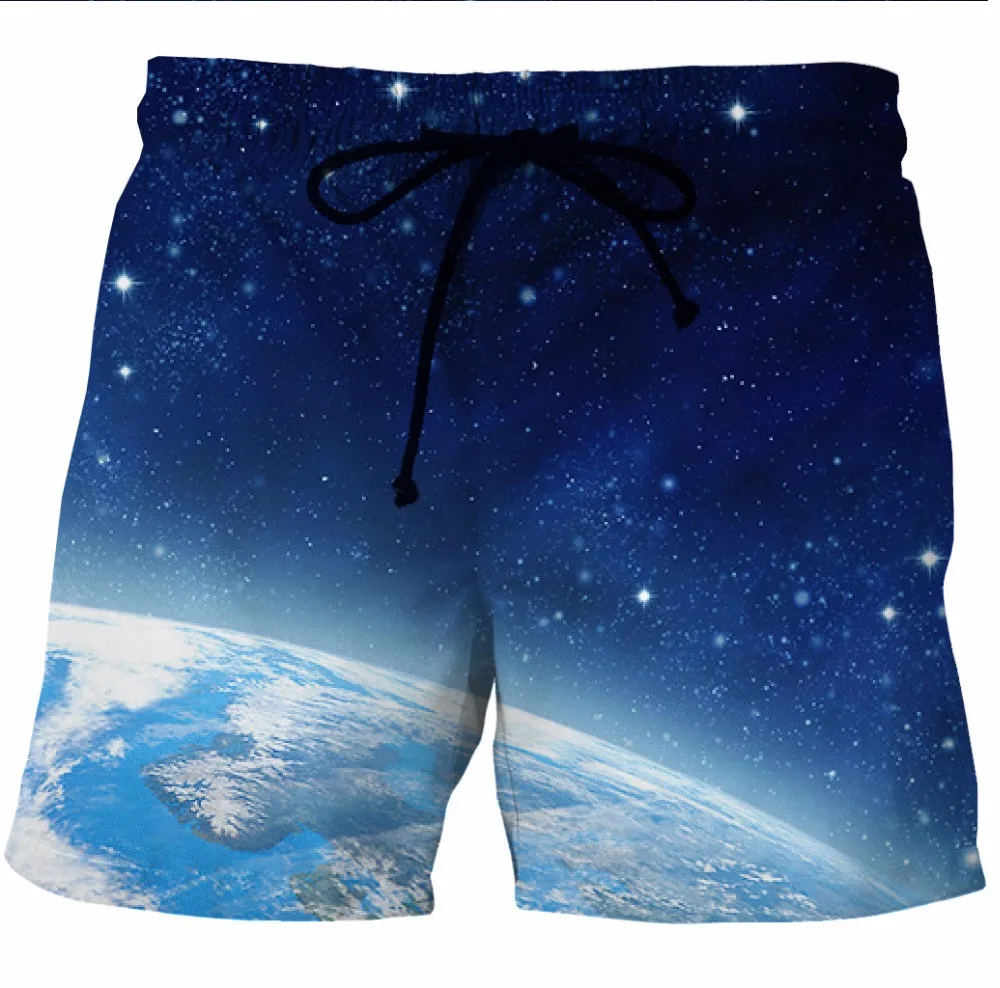 Мужские хипстерские пляжные шорты в стиле хип-хоп 2018 3D космическая галактика с
