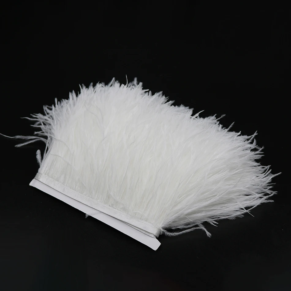 

5yards White Ostrich Feathers Fringe Trims Fluffy Feather Headdress Costume Accessories Decoration Ribbon Wedding Decorative
