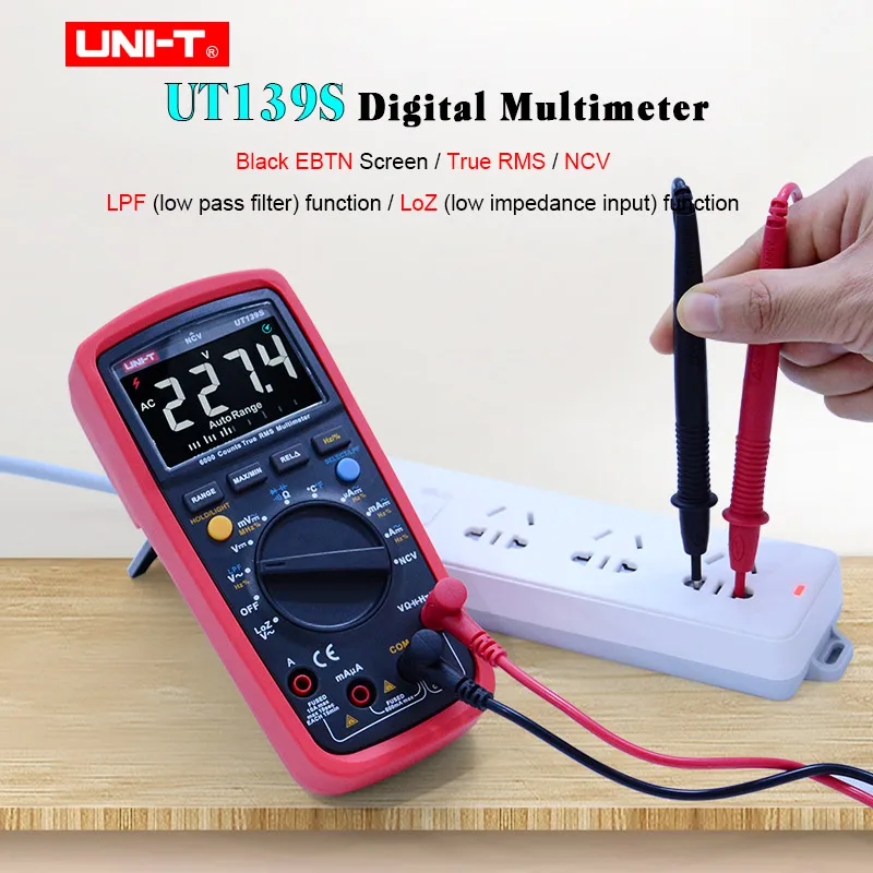 

Цифровой мультиметр UNI-T UT139S, Измеритель постоянного и переменного тока, напряжения, сопротивления, емкости, частоты, температуры, LPF/NCV