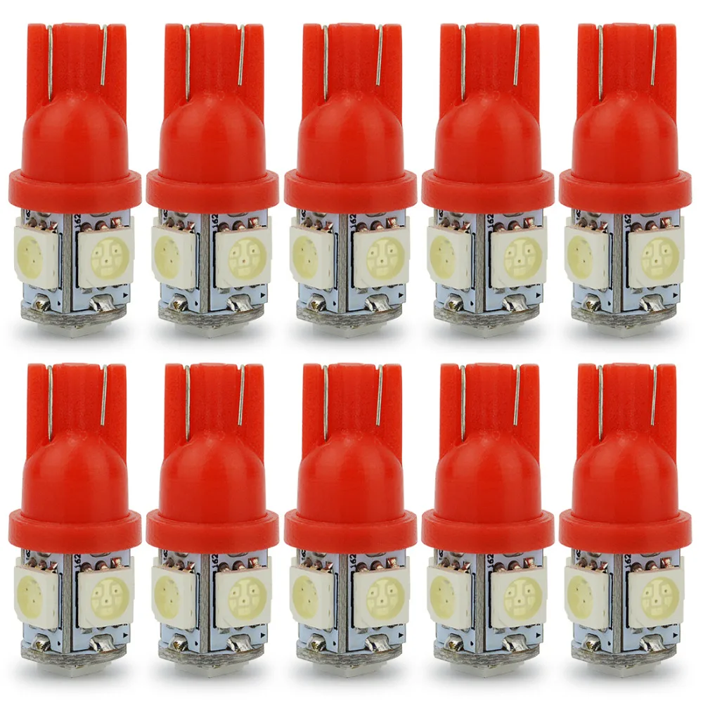100 шт. T10 5050 5SMD светодиодный w5w белый свет Автомобильный горизонтальный Клин задний фонарь лампа белый цвет красный, желтый цвета: голубой, розовый, зеленый