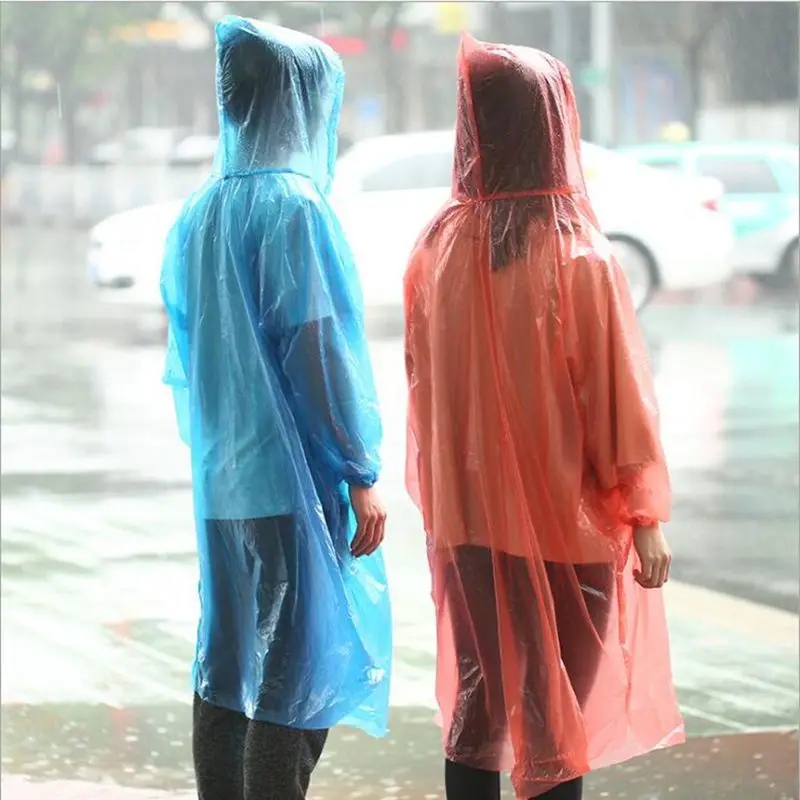 Disposable Raincoat Adult Emergency Waterproof Hood Poncho Travel Camping Must Rain Coat Unisex Impermeable | Дом и сад
