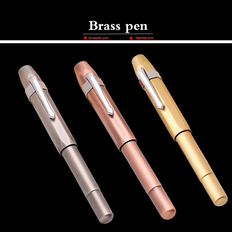 Vintage Brass Fountain Penoctagonal Pure CopperTraveler Business Gift Pen Office School Student Men's | Канцтовары для офиса и