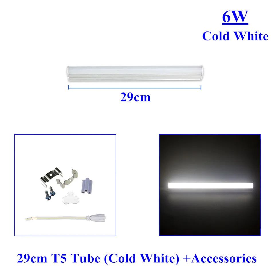6w Tube Cold White T5 светодиодный ламповый светильник Лампада Светодиодная лампа 6 Вт 29 см 10 Вт 57 см AC200-240V светодиодный люминесцентные лампы трубы светодиодный настенный светильник T5 лампа светильник теплый белый - Испускаемый цвет: 6w Tube Cold White