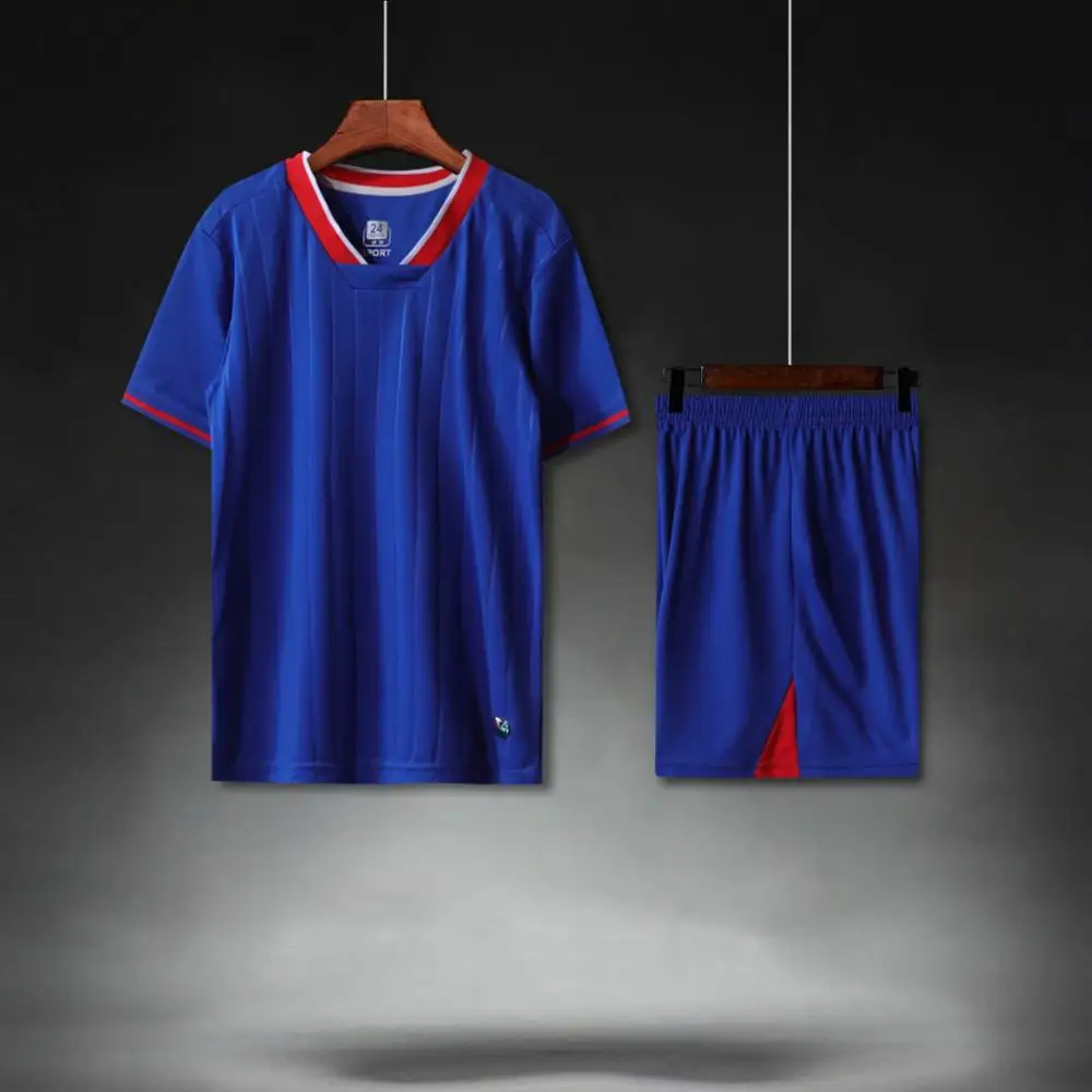 1905 Dblue Детский спортивный комплект из Джерси для футбола, летний спортивный костюм, комплект из футболки для футбола, Униформа, Survetement, дышащая тренировочная Футбольная форма для мальчиков - Цвет: 1905 Dblue