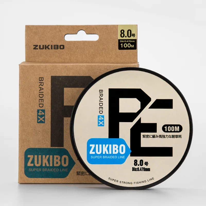 Износостойкая плетеная рыболовная леска ZUKIBO 100 м импортная из ПЭ 4 или 8 подставок