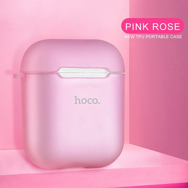 Transparent Pink HOCO чехол из термополиуретана и силикона для Airpods Bluetooth беспроводной Чехол для наушников Защитный чехол для Airpods Apple зарядная коробка - Цвет: Transparent Pink