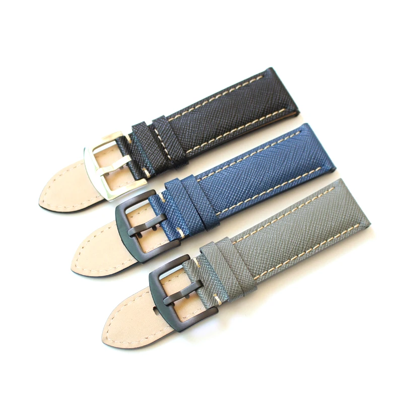 

2020 Handmade quality Genuine Leather Watch Straps 20mm 22mm 24mm Belt blue black Universal Watchbands Band for branded watch