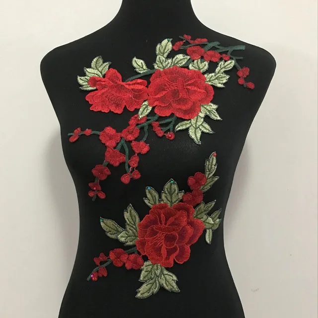 FFLACELL 2 шт./пара вышивка розы цветок патчи для одежды платья шляпы сумки джинсы