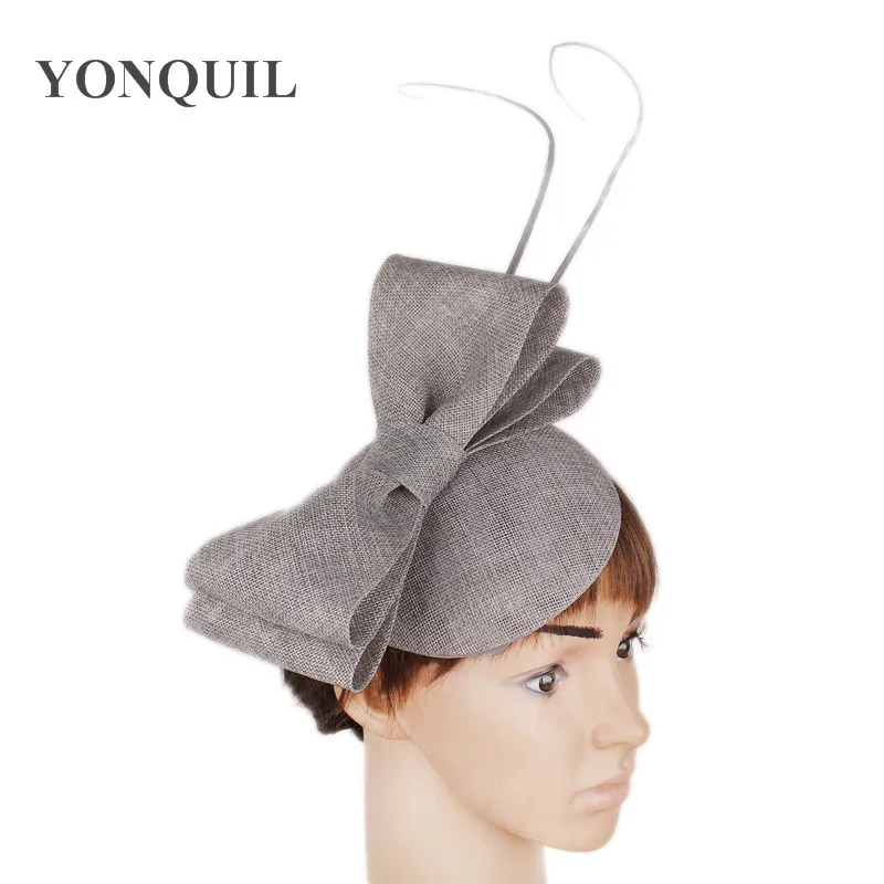 Vintage Dark Peach Fascinator With Ostrich Pole Imitation Sinamay Fascinators Wedding Hair Accessories Occasion Clips Hats |