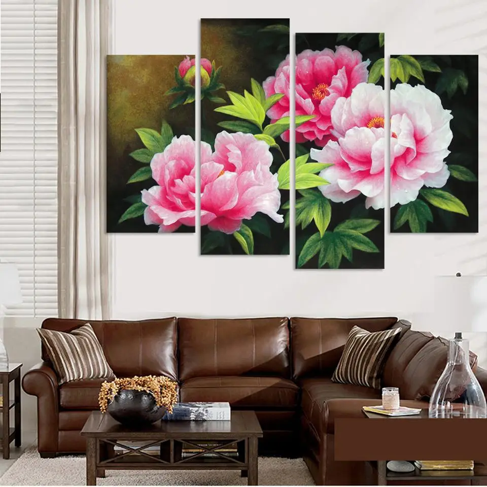 Модные без деревянной рамки подарок искусство холст живопись Белые и розовые