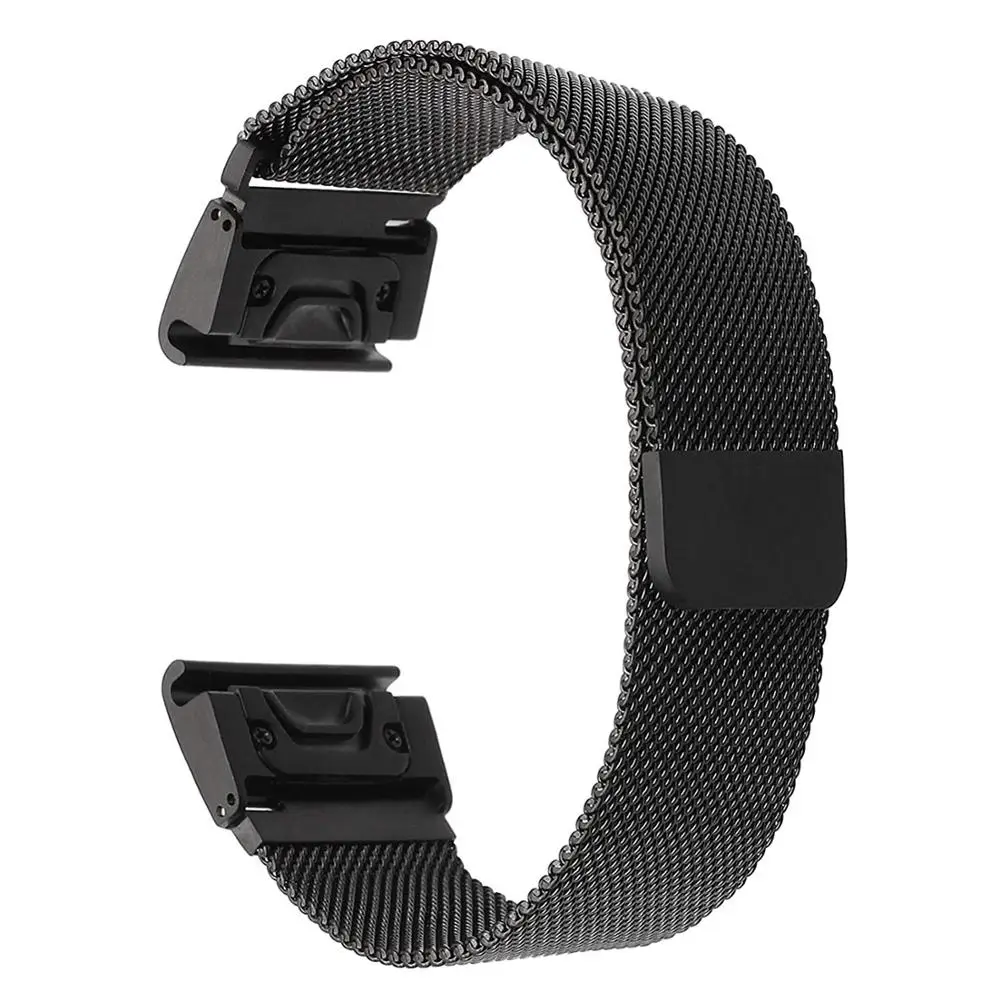 black Миланский ремешок для часов Garmin Fenix 3 HR 5X 5S быстроразъемный ремешок 20 мм 22 мм 26 мм браслет для часов Garmin Forerunner 935 - Цвет ремешка: black