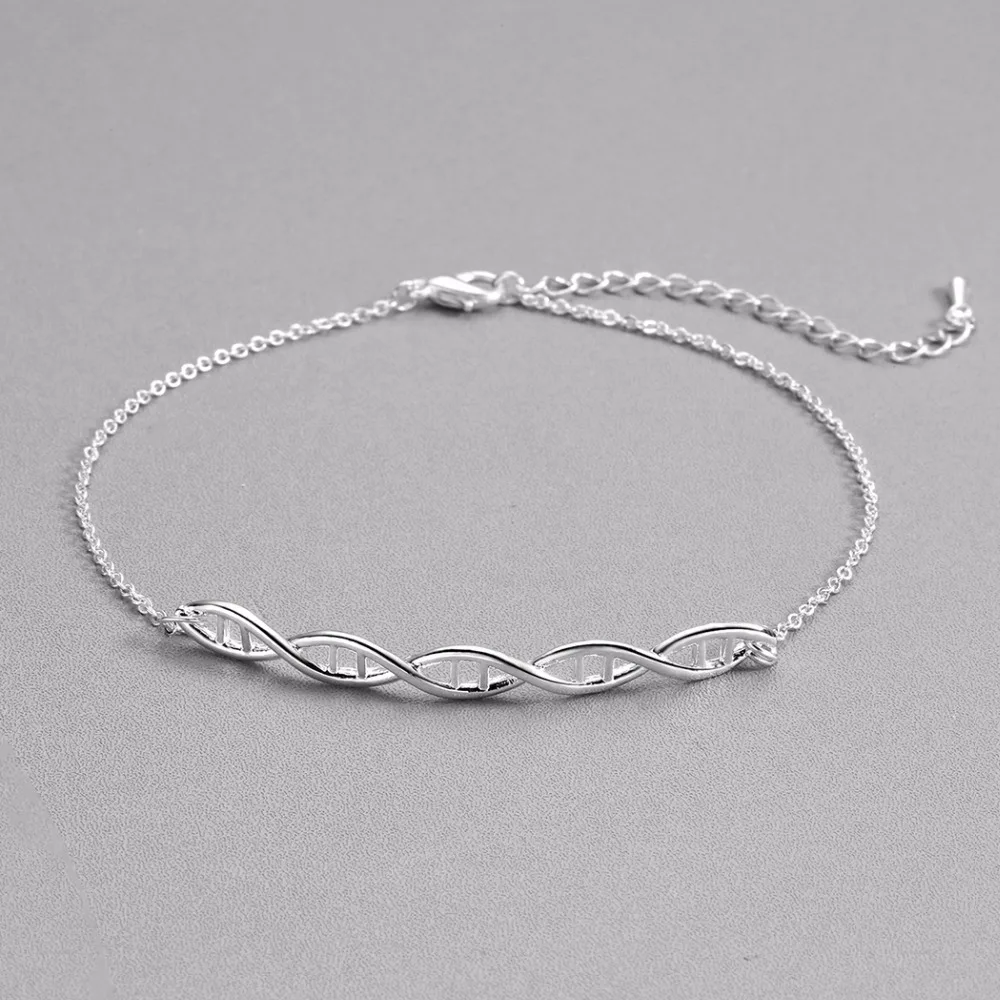 Женский браслет с Двойной спиралью DNA Science геометрический на цепочке формулой