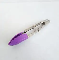 purple Силиконовые барбекю гриль Tong Салат Хлеб сервировка Tong с антипригарным Кухня барбекю гриль кулинарные щипцы с замком - Цвет: purple