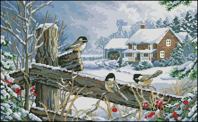 Высококачественный милый Набор для вышивки крестиком птицы на барьере