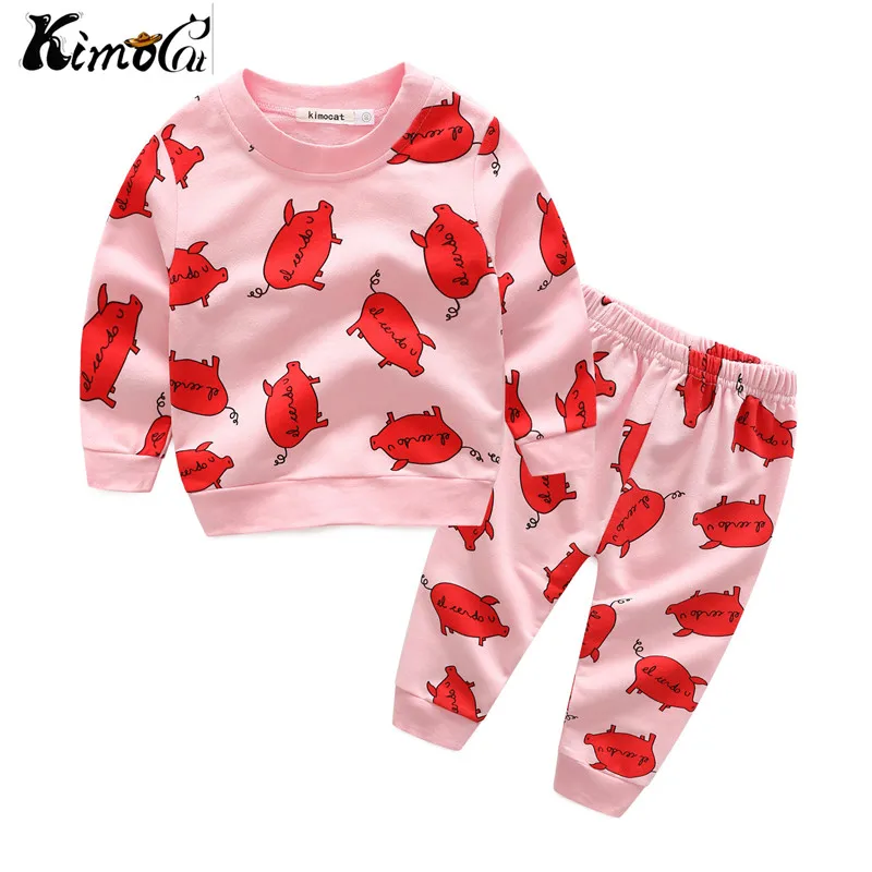 Kimocat/весенне-осенний костюм для досуга маленьких девочек милый розовый с