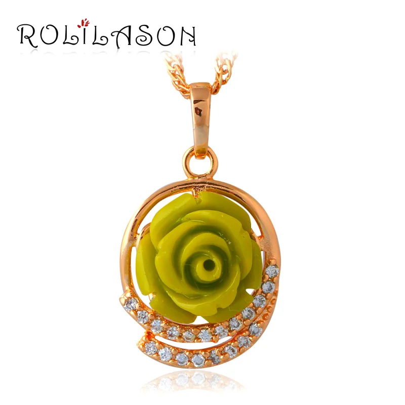 Роза язык Apple зеленый цветок для молодежи золотой тон ААА циркония Кристалл