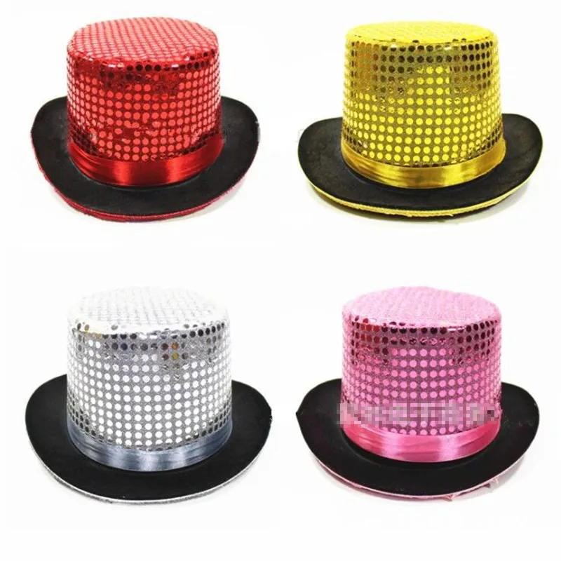 

Sequins Top Hat Women Men Stage Performance Hip-hop Dance Wear Jazz Hats Party Hats Halloween Fancy Dress Decor