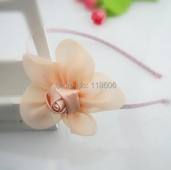 Бесплатная доставка ободки с розами головной убор шифоновым цветком для девочек