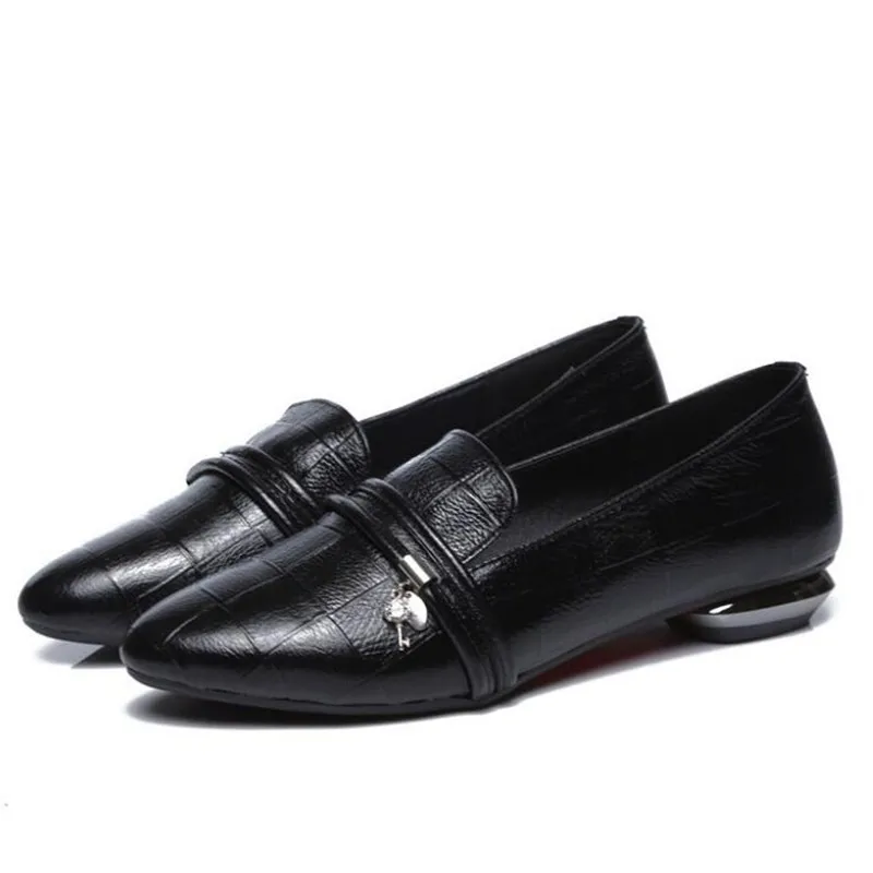 

Hot selling 2019 New Large Size Pointed Spring Women Shoes Flat Casual Shoes Low-heeled Wild Comfort Soft Genuine Leather Shoes