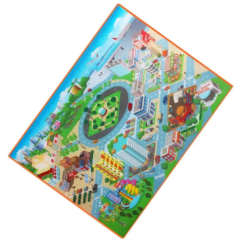 Детский игровой коврик для детей карта маршрута город познание ползания 120 см