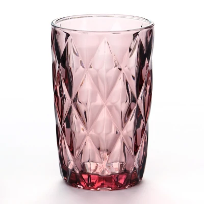 350ml Red B Милая Ретро рельефная стеклянная чашка Бытовая утолщенная термостойкая чайная чашка большая креативная чашка для сока - Цвет: 350ml Red B