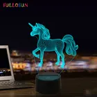 Мультяшный Единорог 3D иллюзия Светодиодная лампа Новинка подарок ночсветильник для детской комнаты креативсветильник