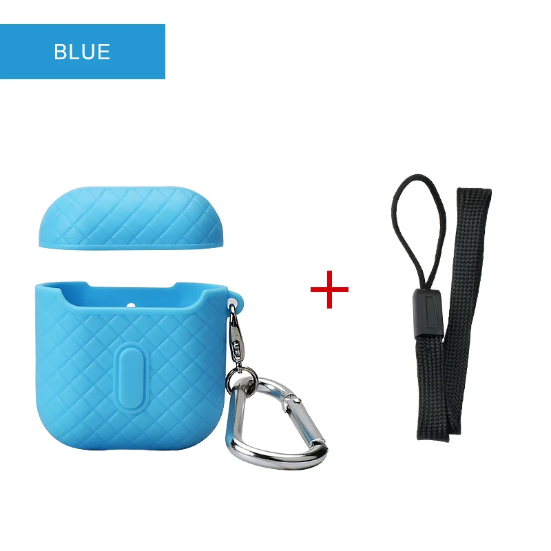 skyblue IKSNAIL силиконовый чехол s для Airpods 1/2 защитный чехол для наушников для Apple, беспроводной Bluetooth Airpod 2 противоударный с крючком - Цвет: skyblue