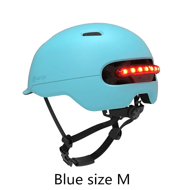 Blue M size Xiaomi велосипедный Смарт флэш шлемы матовый для мужчин и женщин шлем задний светильник горная дорога скутер Интегрально литой электромобиль - Цвет: Blue M size
