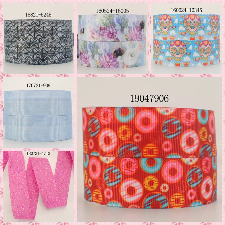 

New 50 yards flowers & geometry pattern ribbon printed grosgrain ribbon 160524-16005