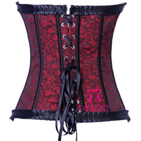 Фантазия цвет красный кружевной атласный корсет для бодибилдинга бюстье и