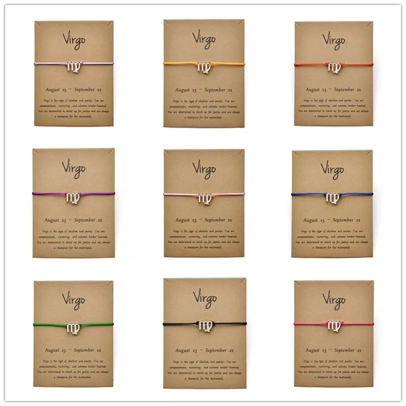 Модные ювелирные изделия 12 созвездия Зодиака Дева счастливая веревка браслет