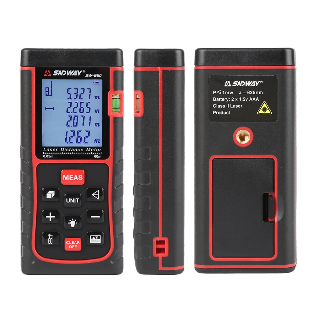 SNDWAY SW-E60, 60 м, цифровой лазерный дальномер, лазерный дальномер, дальномер, устройство для измерения, линейка