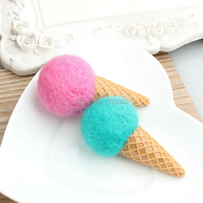 Christmas Wool Felt Ball Ice Cream Lolly Felt Balls Pom Pom 100% Wool Ball 60*30mm 10pcs Various Colors Wool Doll Accessories