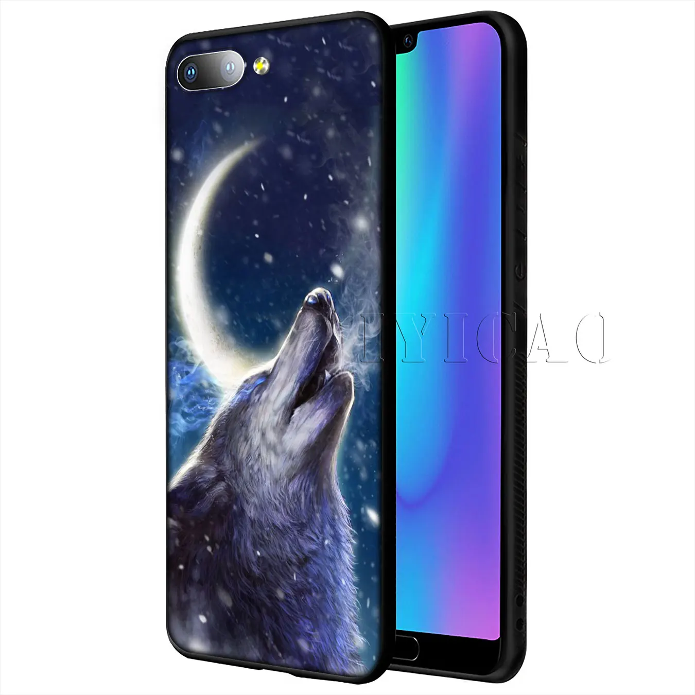 Мягкий силиконовый чехол для телефона IYICAO Moon roaring wolf Huawei Y9 Y7 Y6 Prime 2019 Honor 20 8C 8X 8 9 9X 10