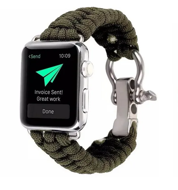 Для Apple Watch SE Band Series 6 5 4 3 2 Паракорд Браслет 40 мм 44 38 42 нейлоновый веревочный ремешок