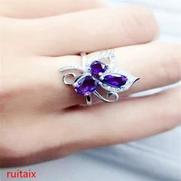 kjjeaxcmy fine jewelry 925 pure silver inlaid with gemstone natural amethyst ring erhu
