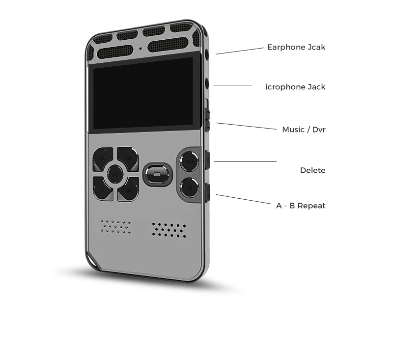 Поддержка 64G расширение Профессиональный скрытый диктофон регистратор MP3 HIFI стерео 1536KPS WAV записывающее устройство серый