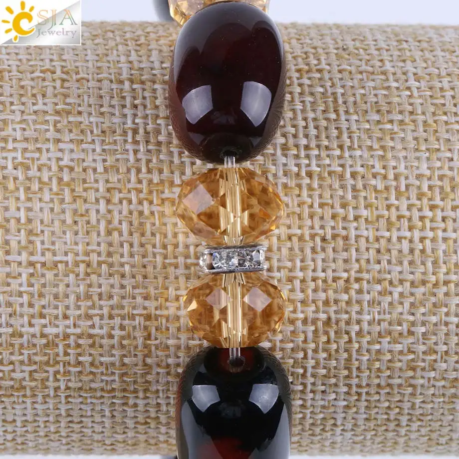 Женский и мужской браслет CSJA винтажный из натурального оникса с розаинами