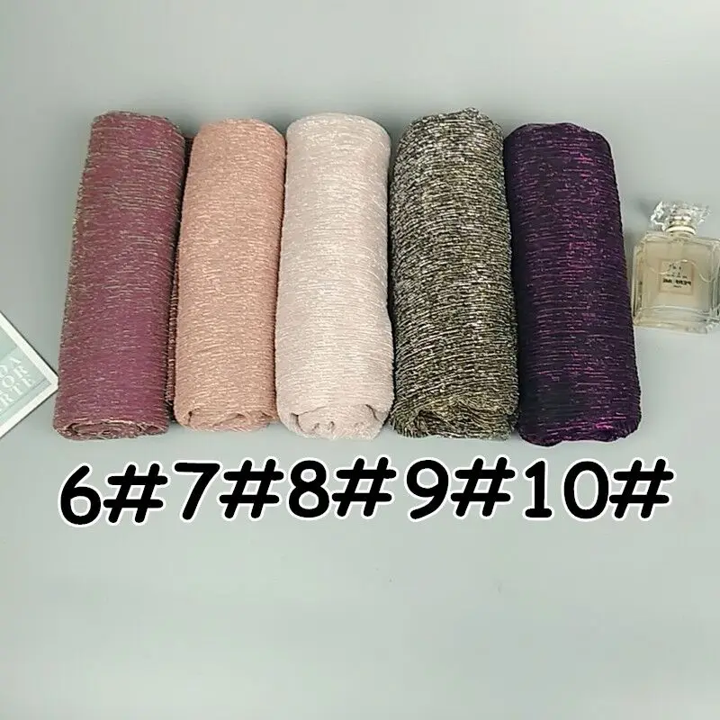 D1 glitter scarves plain shimmer elastic long headband fashion scarf hijab wraps muslim shawls