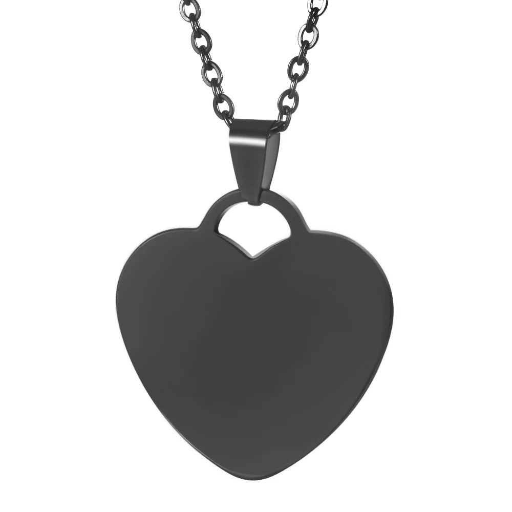 Black Heart Персонализированные пользовательские фото текст кулон с гравировкой Золото Черный Нержавеющая сталь ожерелье с сердцем ювелирные украшения подарок для женщин - Окраска металла: Black Heart