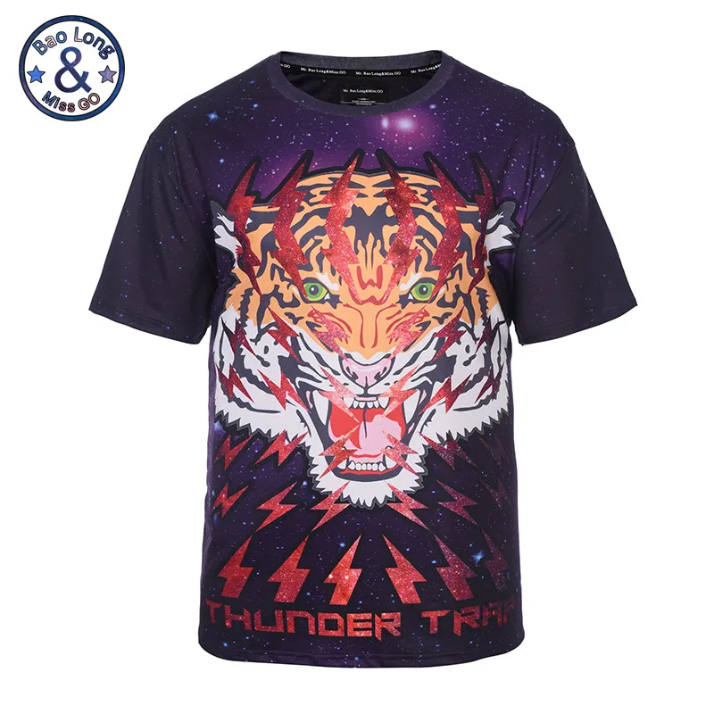 Новый стиль Мужская брендовая одежда с принтом тигра 3D Футболка мужская