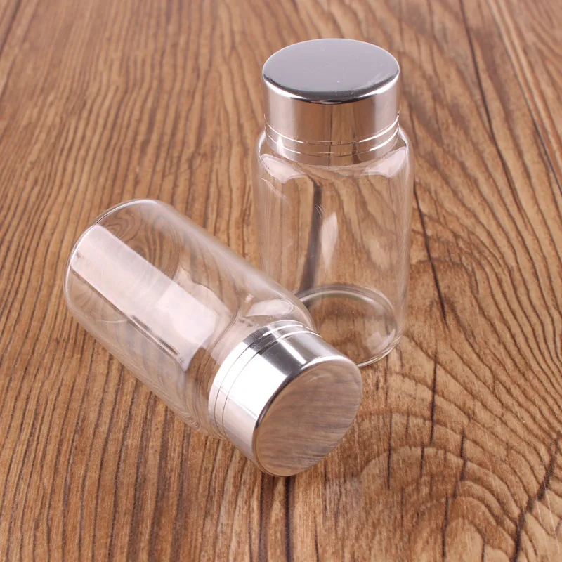 

Dia 27mm 8ml 15ml 20ml 20ml Transparent Glass Spice Bottles Jars Vials Terrarium with Silver Aluminum Lid Wedding Crafts 50pcs