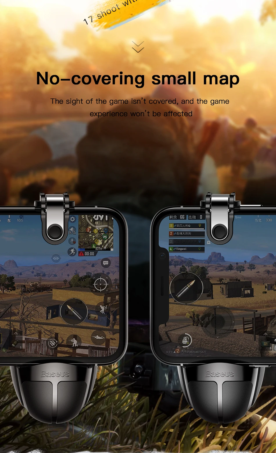Baseus Pubg контроллер мобильный триггер для iPhone XR L1 R1 шутер контроллер огонь Кнопка Gameped джойстик для телефона Android
