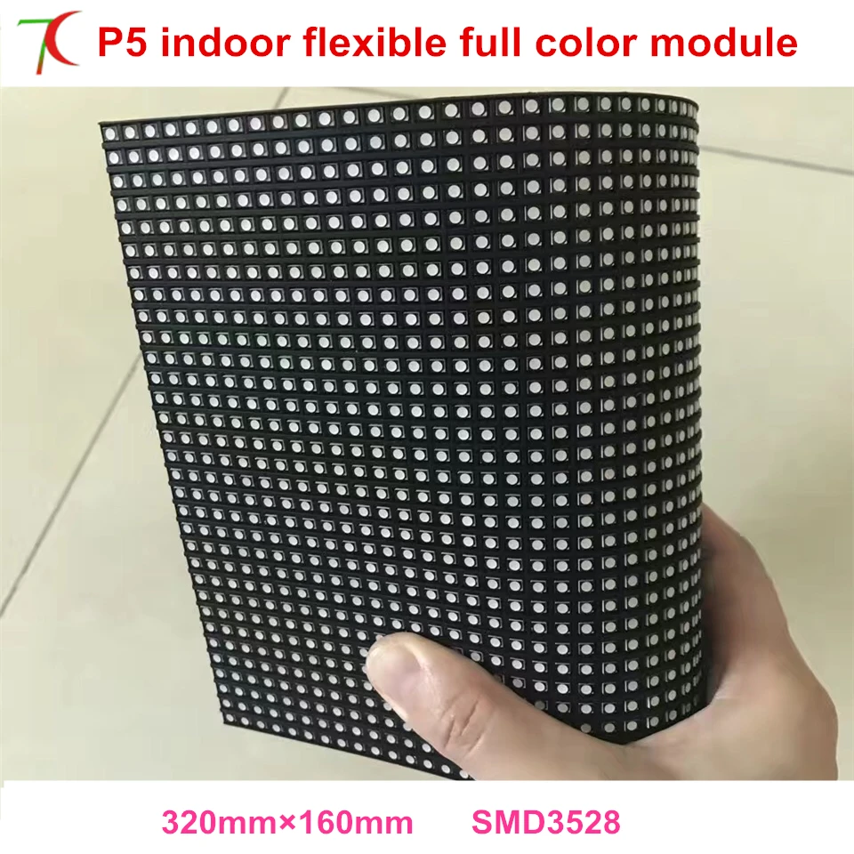 Гибкий P5 smd Крытый 320*160 мм полноцветный светодиодный модуль широко для