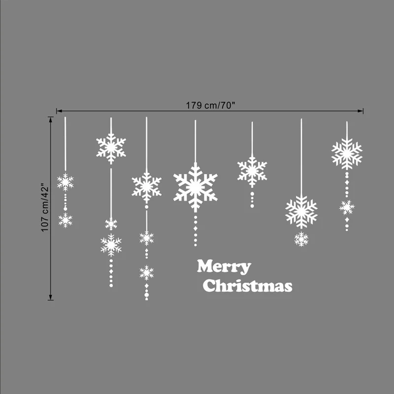 Стикер стены Украшения Рождество Новогодние Снежинки Гостиная Фоне Стены